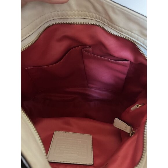 Coach Zoe 12657 Shoulder Bag Khaki/White Signature Canvas Leather Trim Gold-Tone - Picture 5 of 10